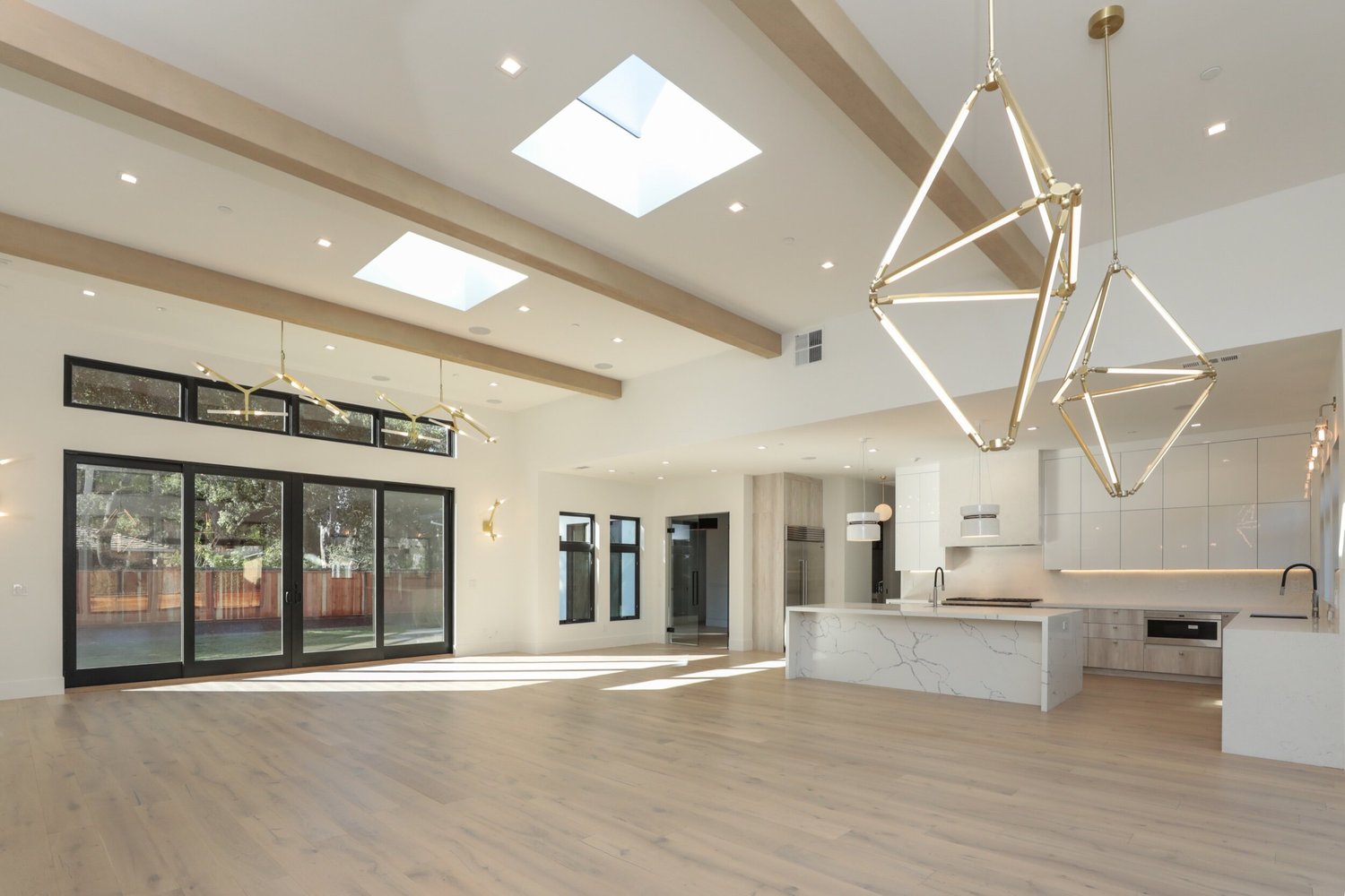 Living room with sliding glass walls